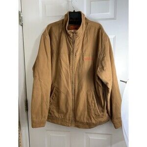 Canvas Work Jacket Men’s XXL Tan Lined “DOSTER” Logo Warm Coat